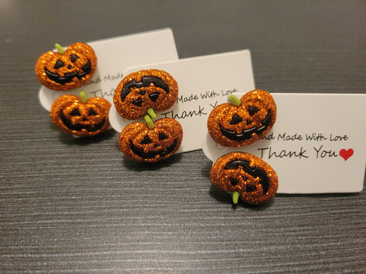 Jack-o-lantern Glittery Stud Earrings