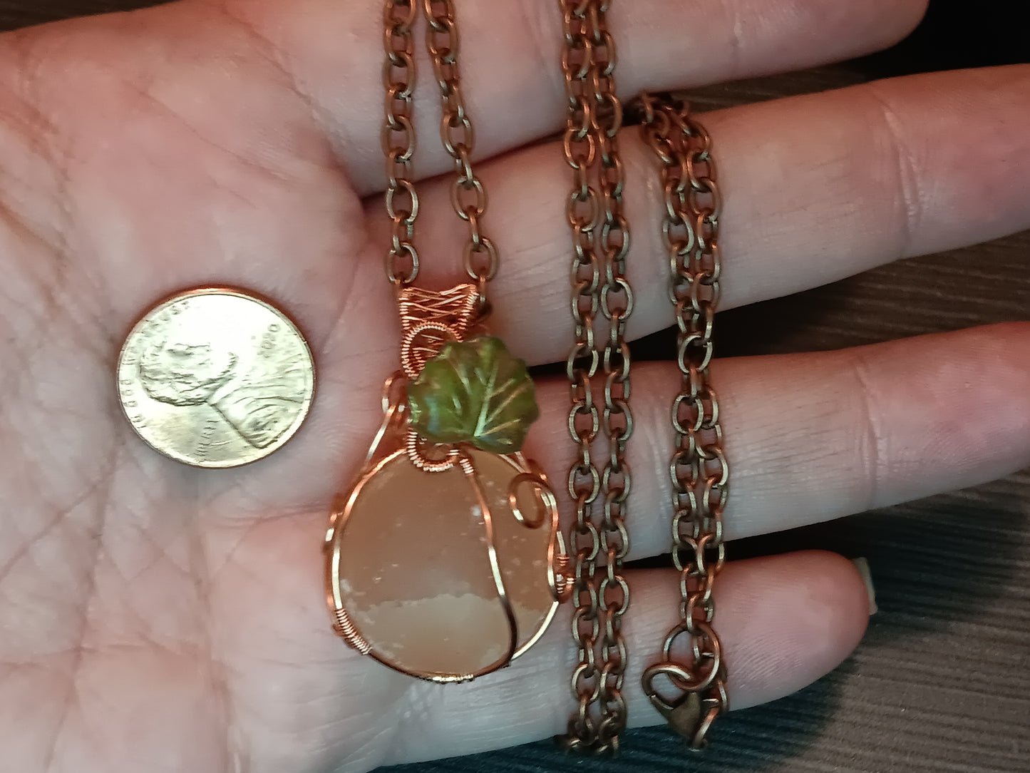 Orange Selenite Pumpkin Pendant