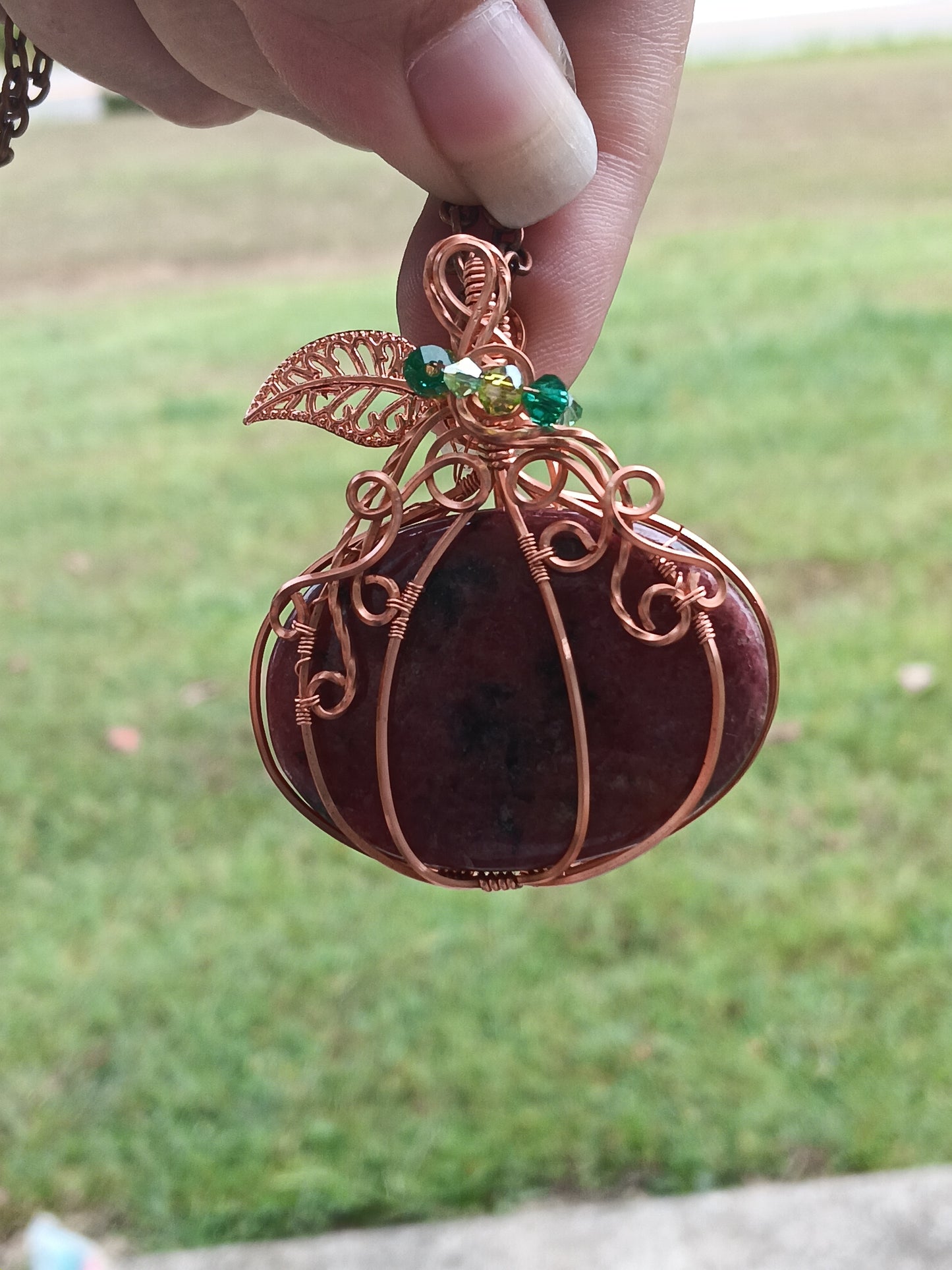 Rhodonite Pumpkin Pendant