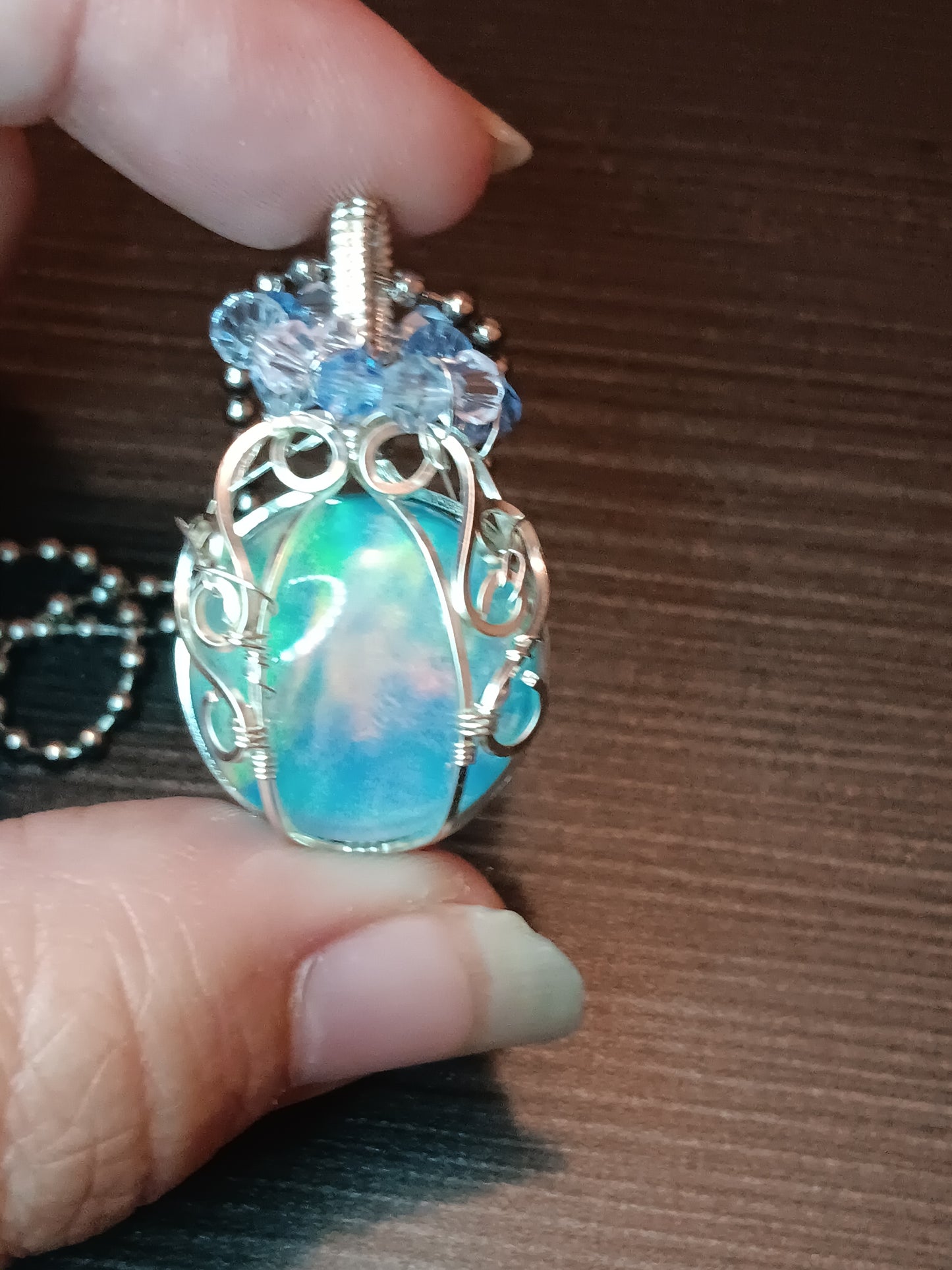 Aurora Opal Pumpkin Pendant