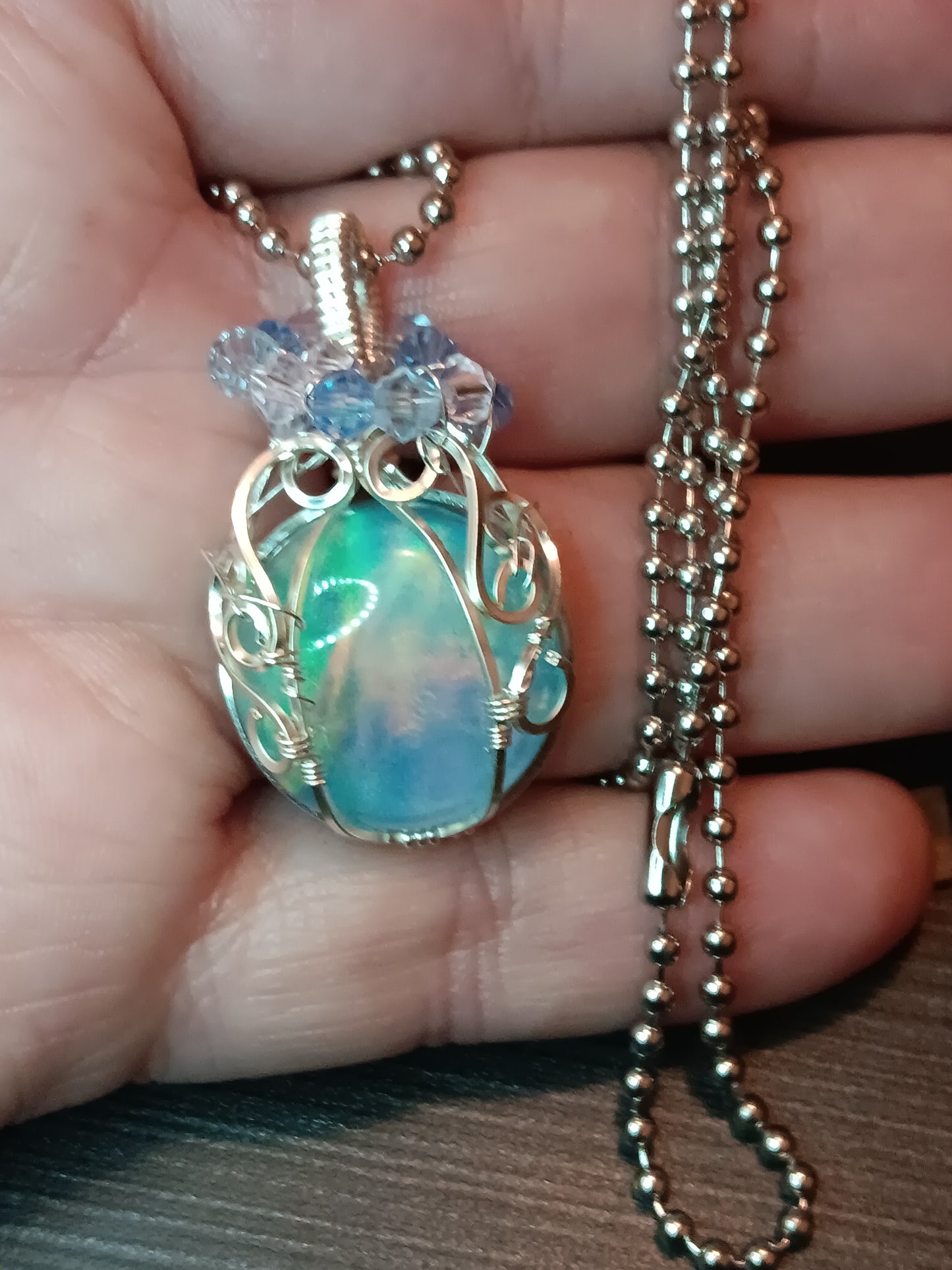 Aurora Opal Pumpkin Pendant