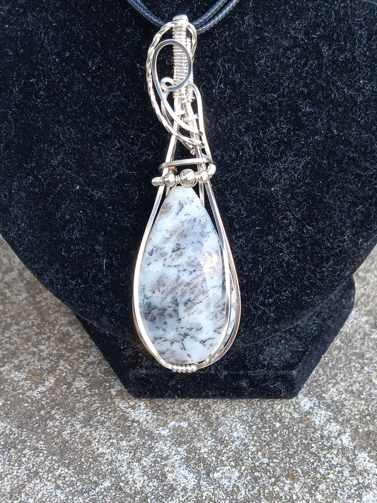 Dendritic Agate Silver Pendant