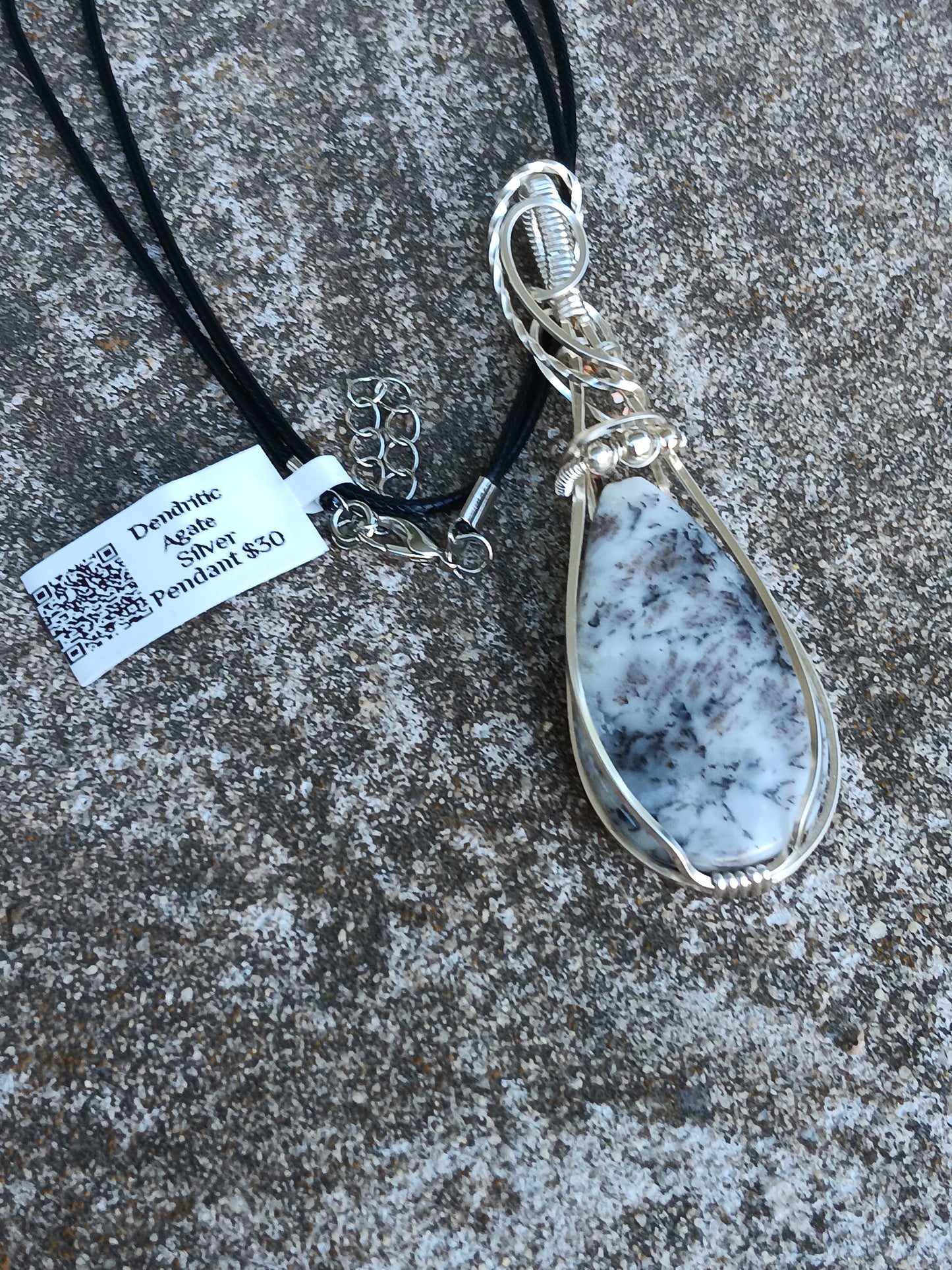 Dendritic Agate Silver Pendant