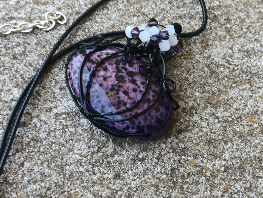 Purple Dalmatian Jasper Pumpkin Pendant