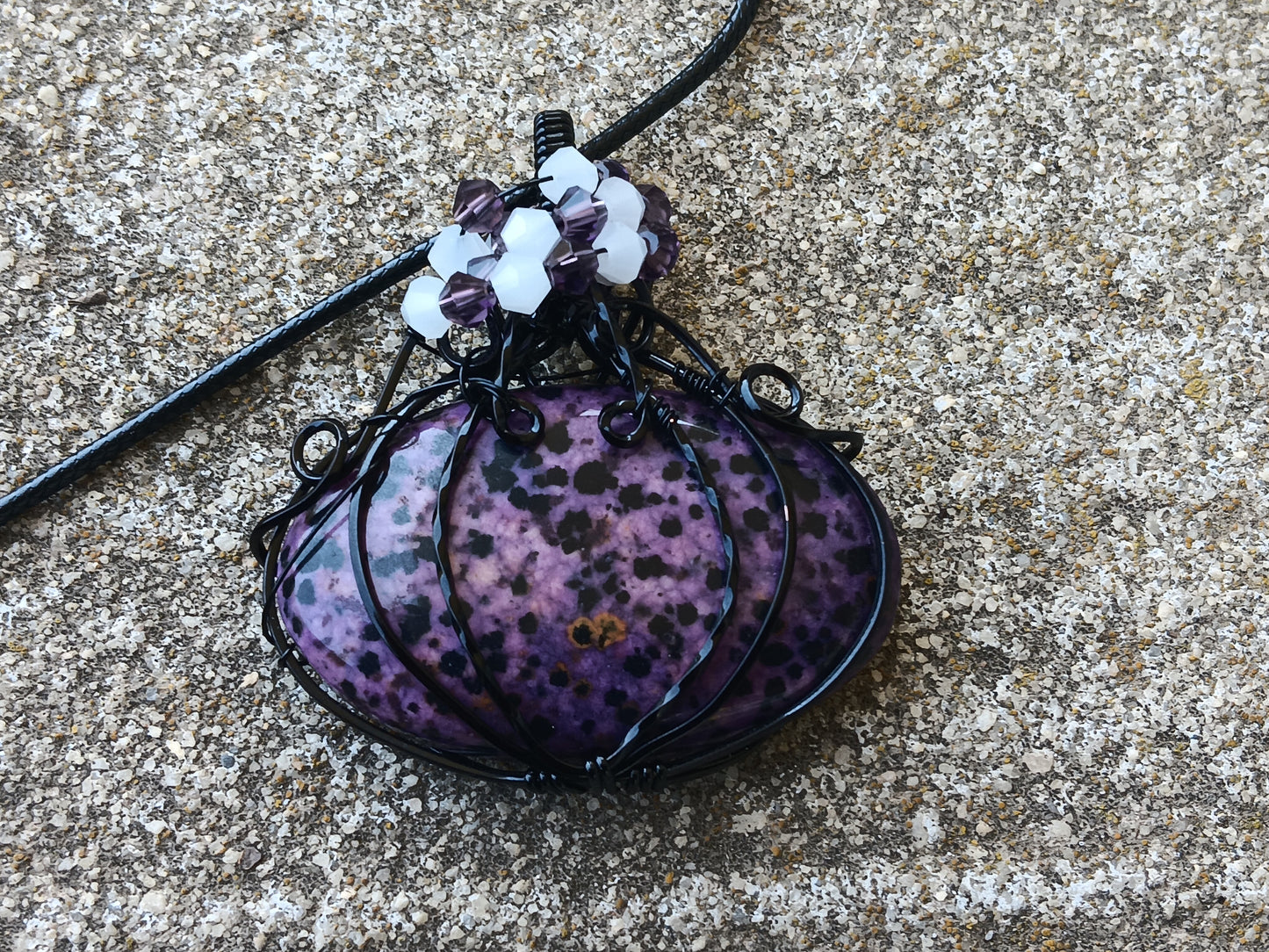 Purple Dalmatian Jasper Pumpkin Pendant