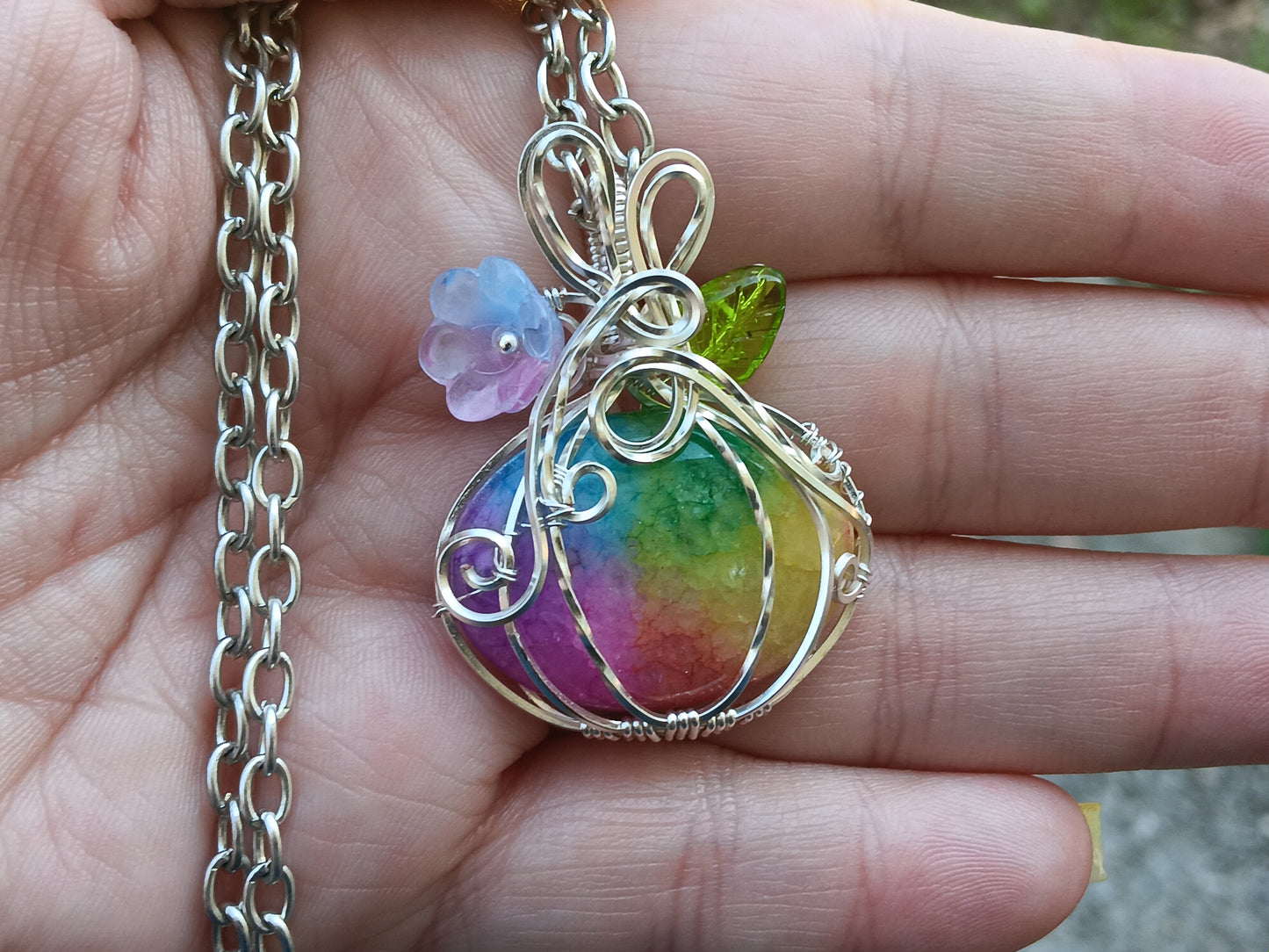 Rainbow Solar Quartz Pumpkin Pendant