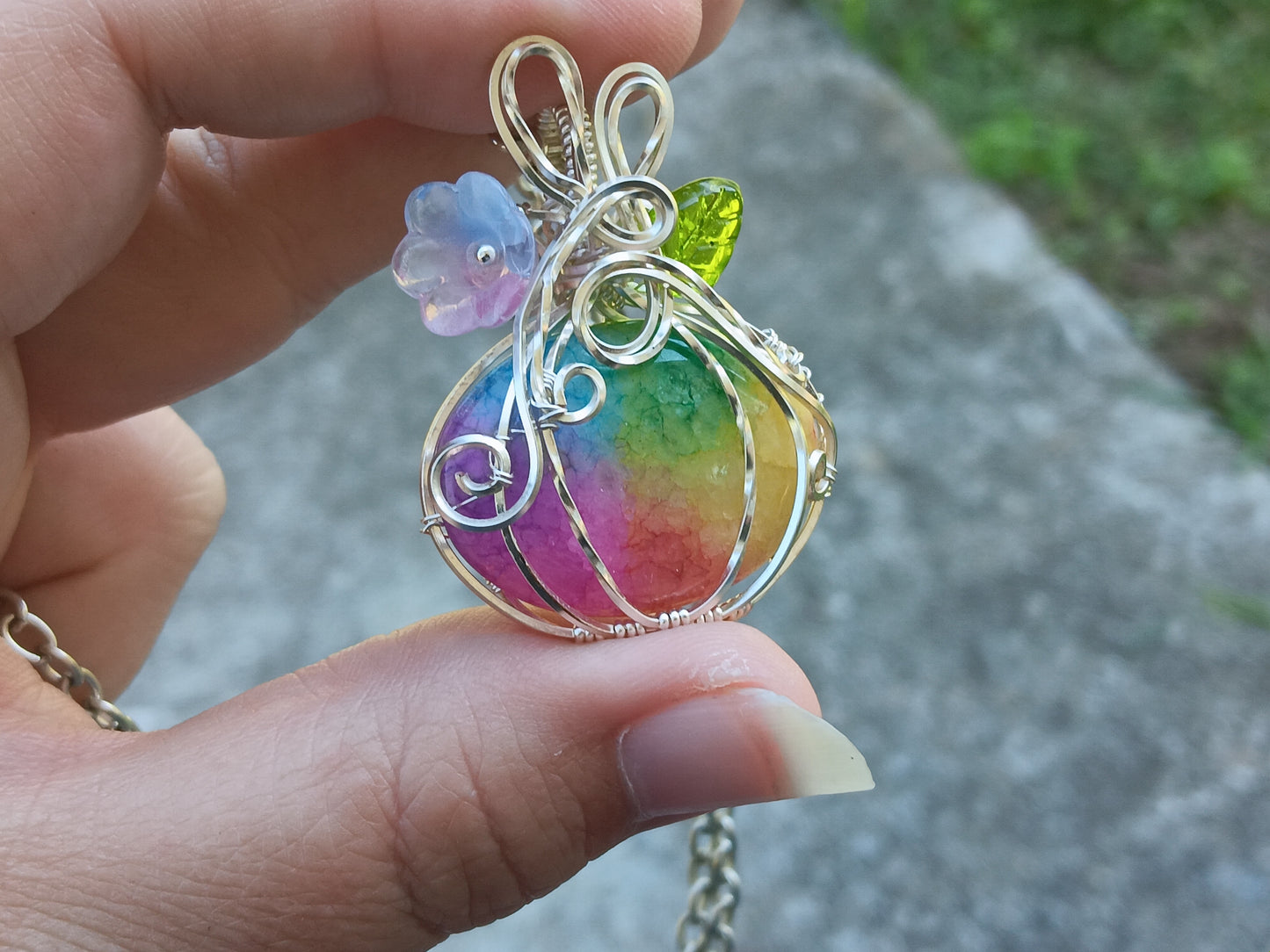 Rainbow Solar Quartz Pumpkin Pendant