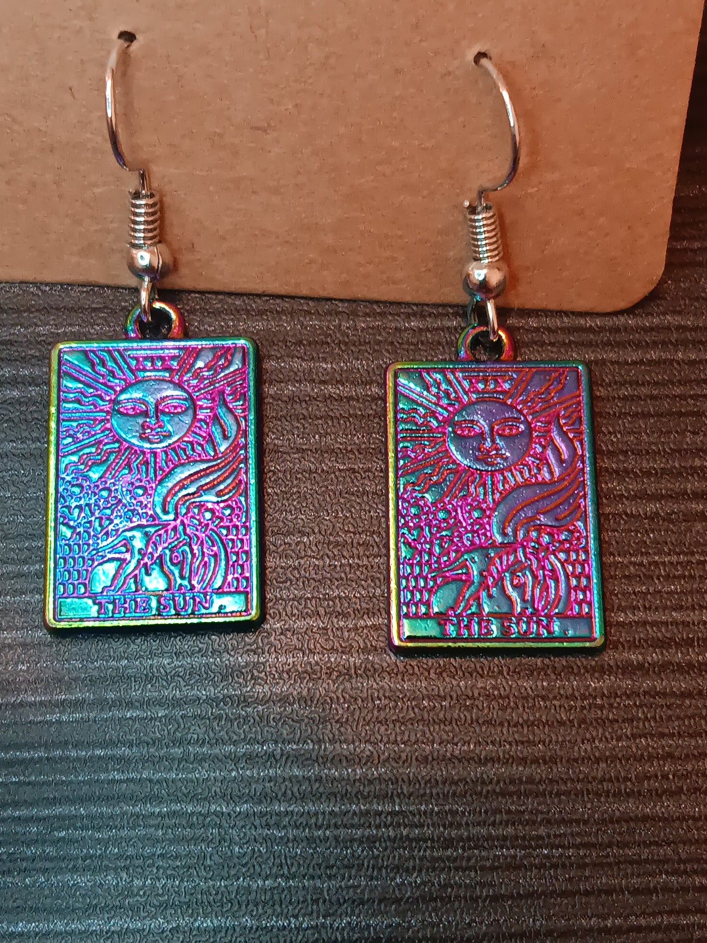 Rainbow Tarot Charm Earrings