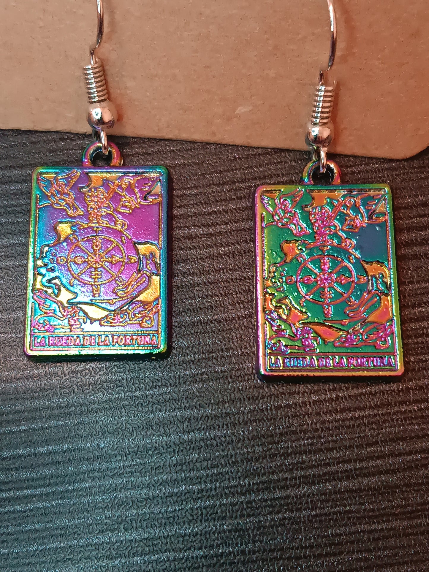 Rainbow Tarot Charm Earrings