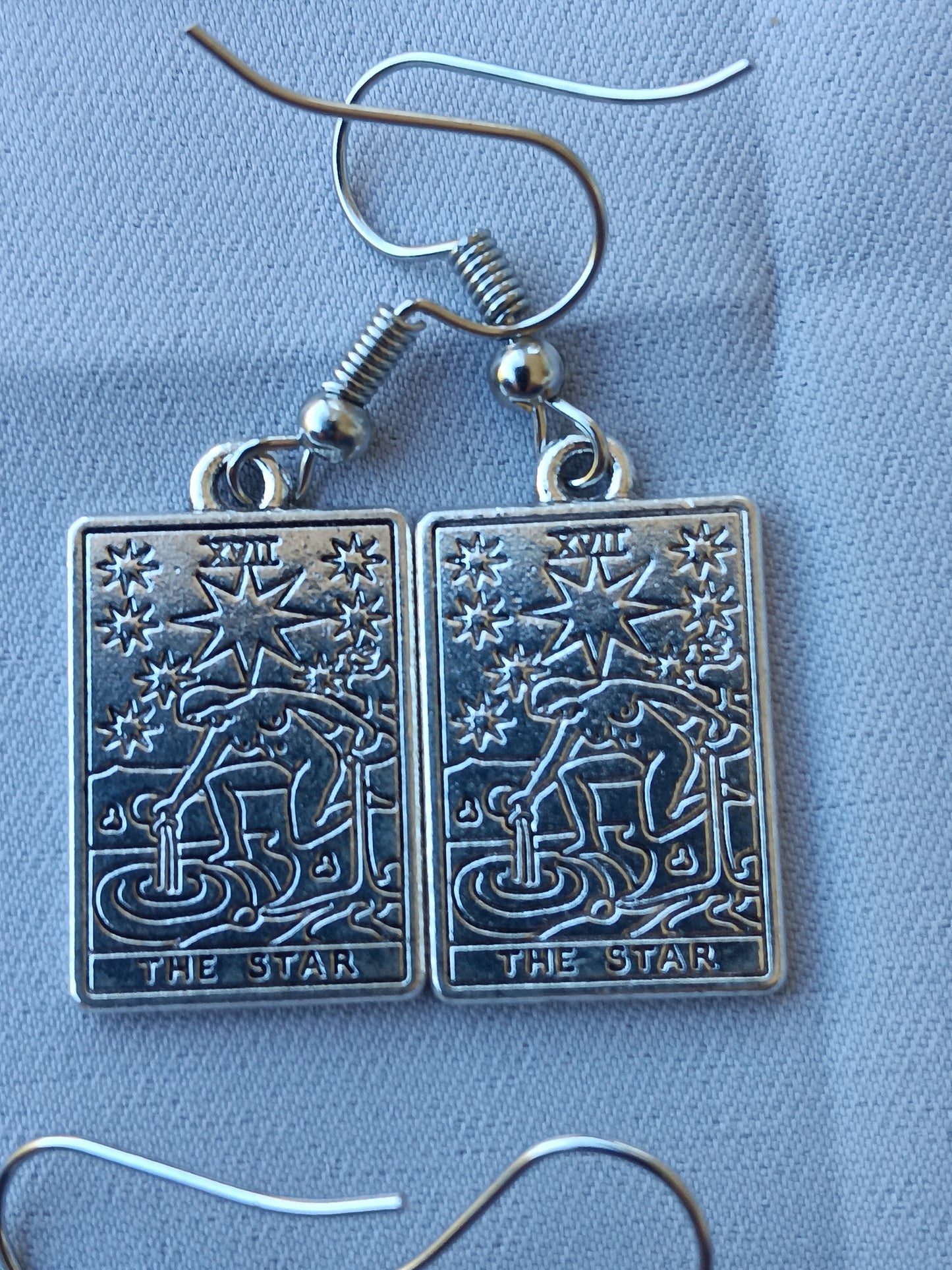 Silver Tarot Card Charm Earrings