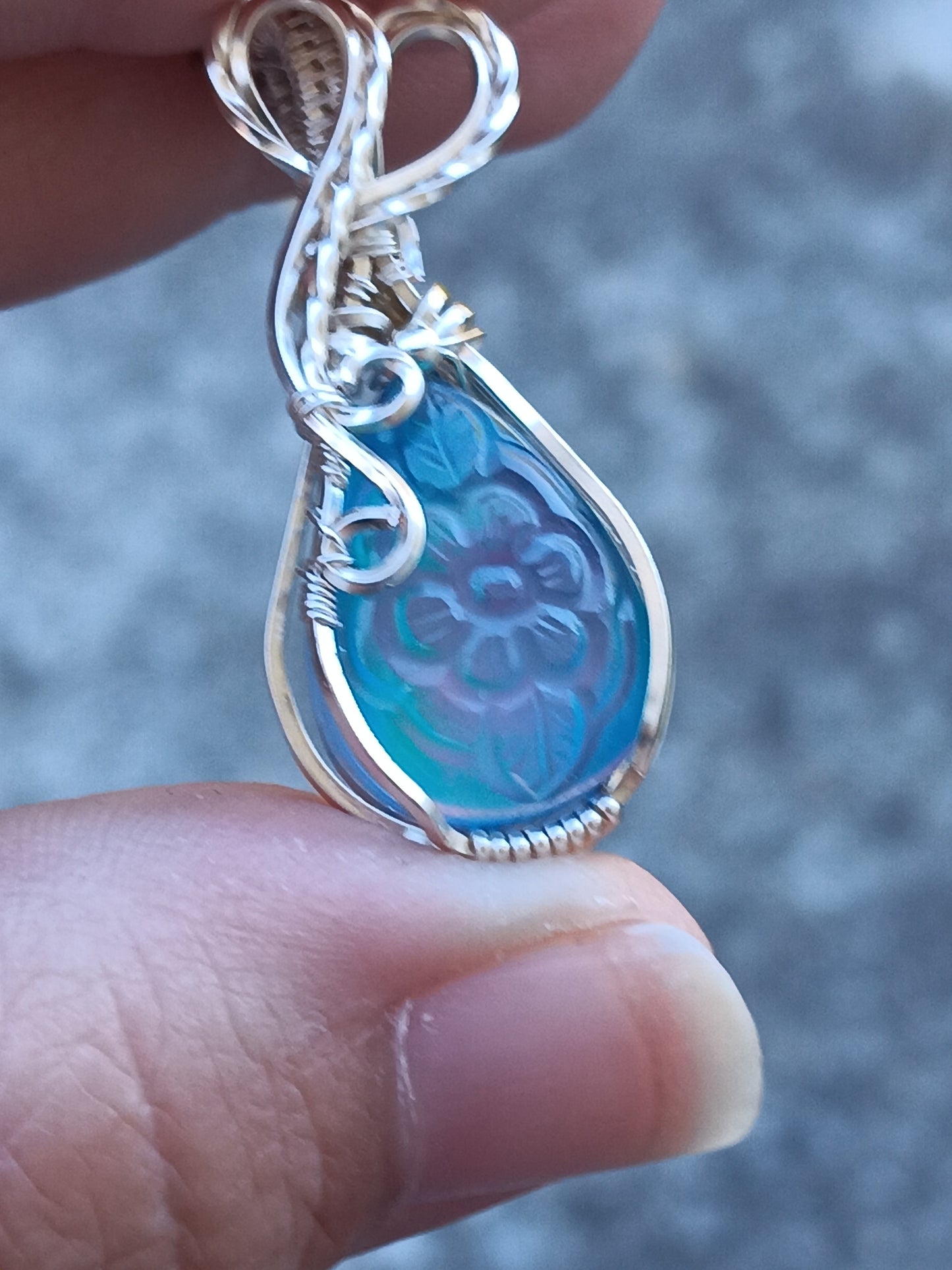 Flower Aurora Opal Silver Pendant