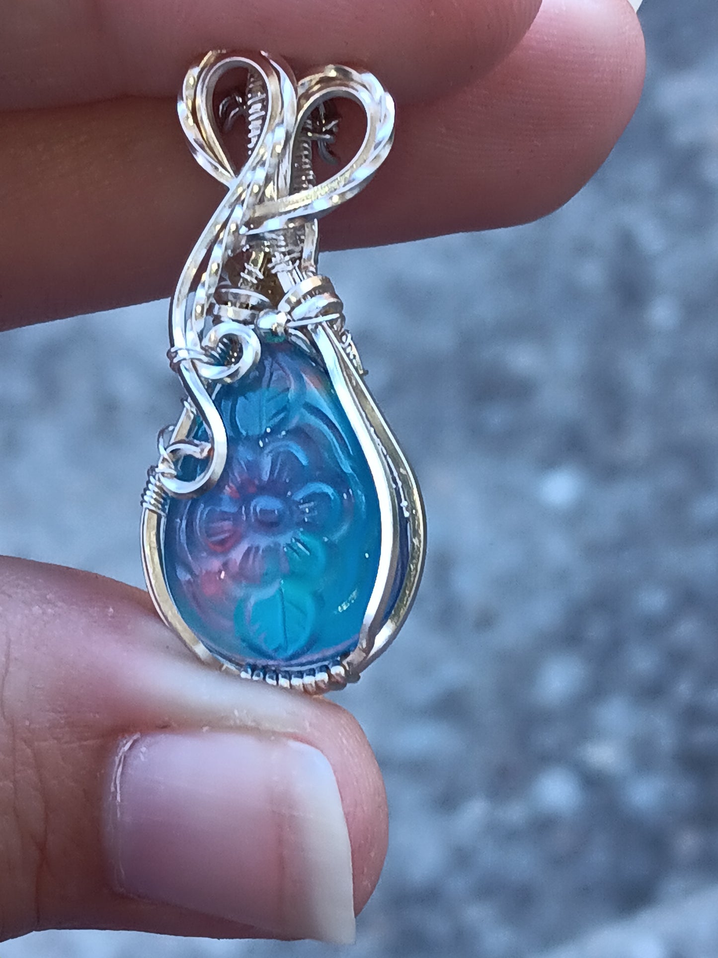 Flower Aurora Opal Silver Pendant