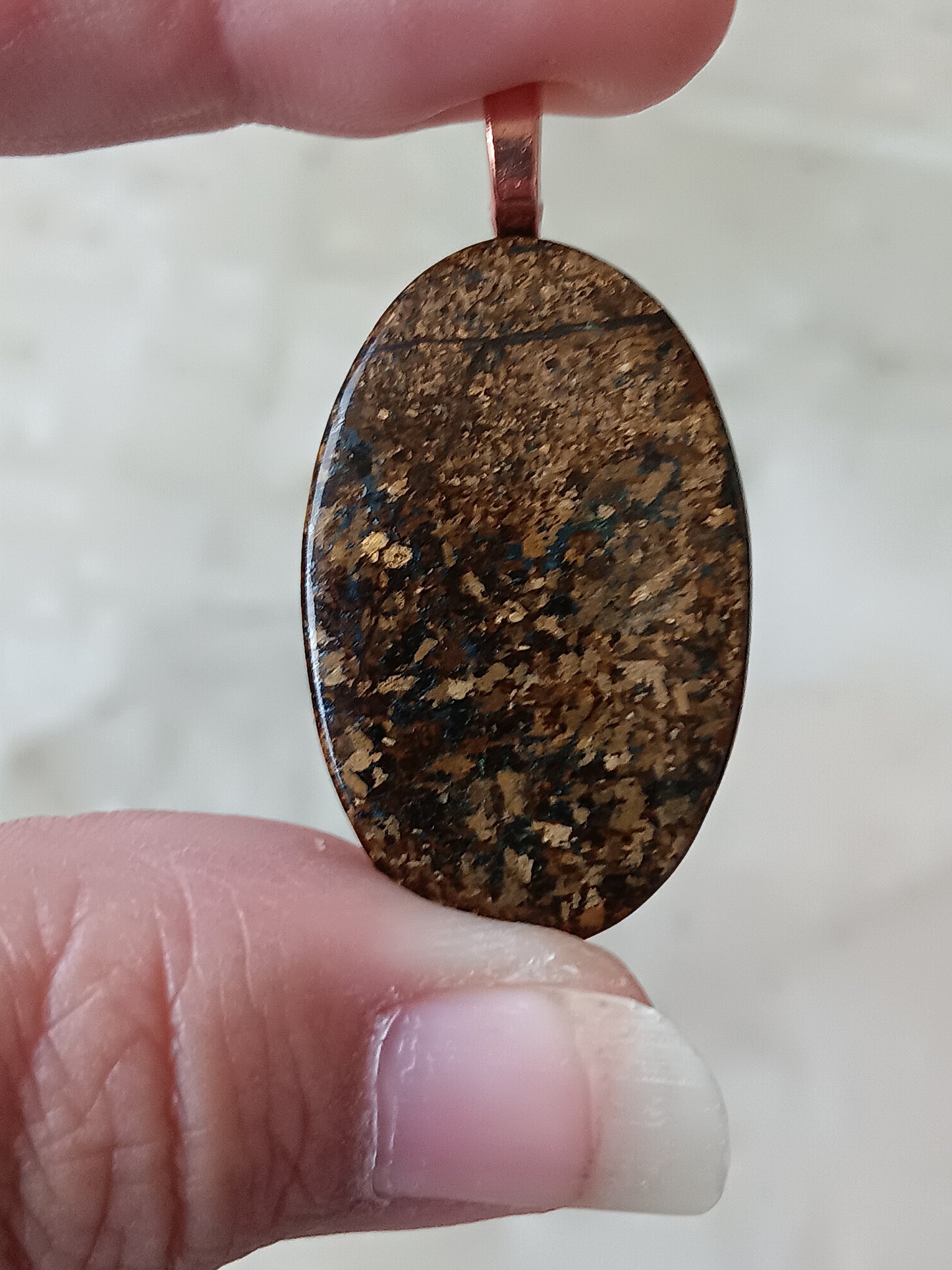 Bronzite Simple Bail Pendant