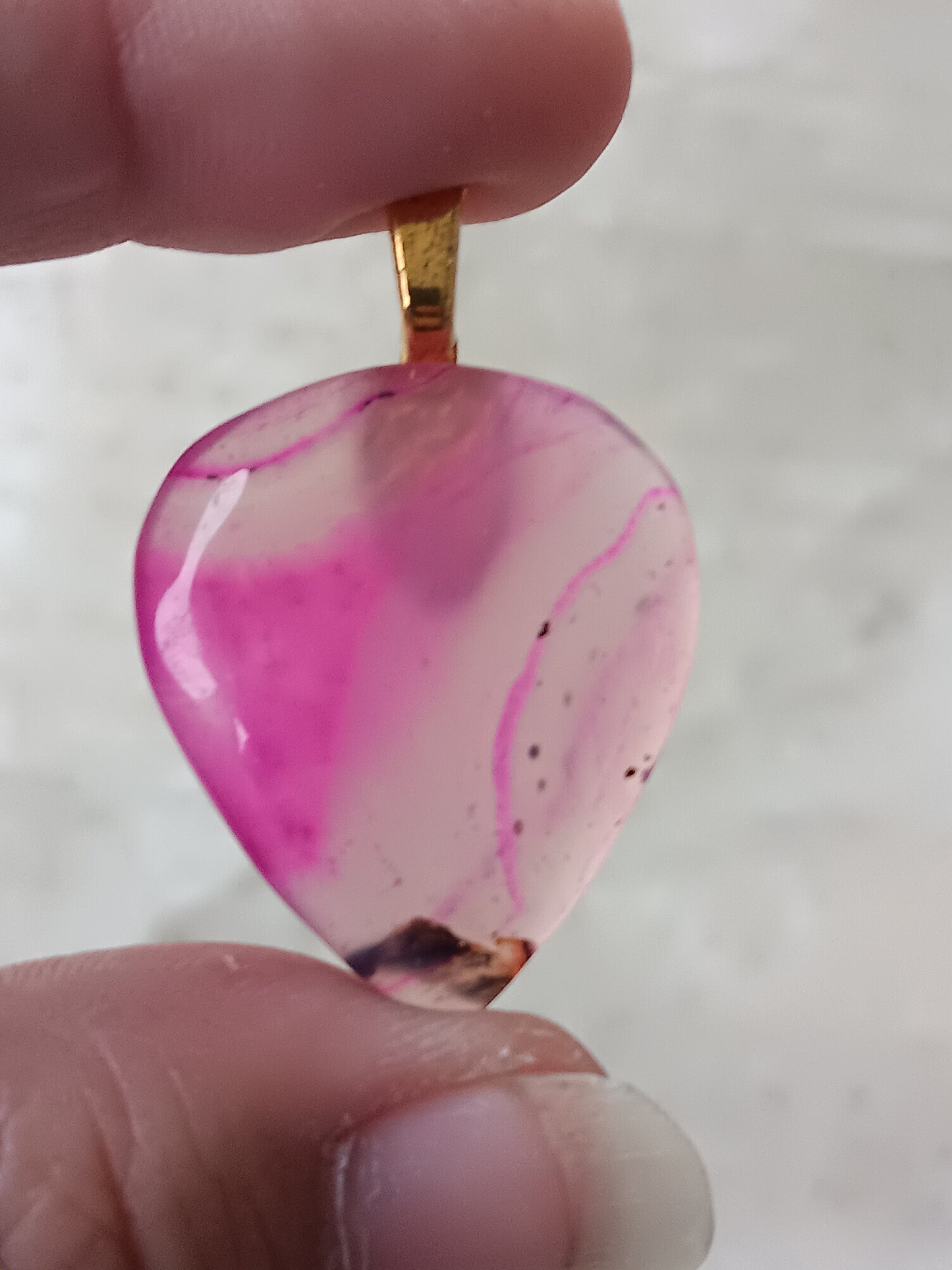 Pink Agate Simple Bail Pendant