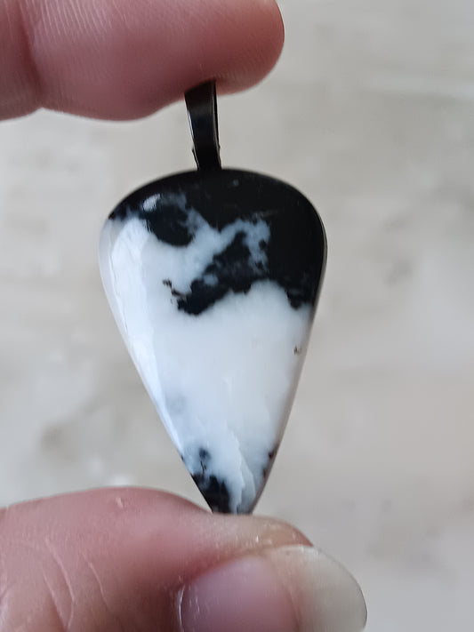 Zebra Marble Simple Bail Pendant