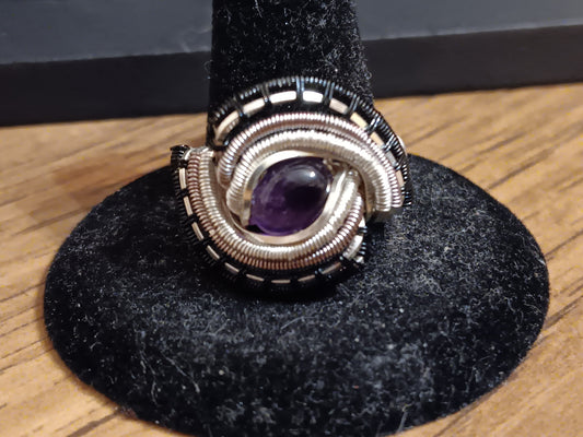 All Mixed Up, Amethyst Mixed Metals Woven Ring size 9