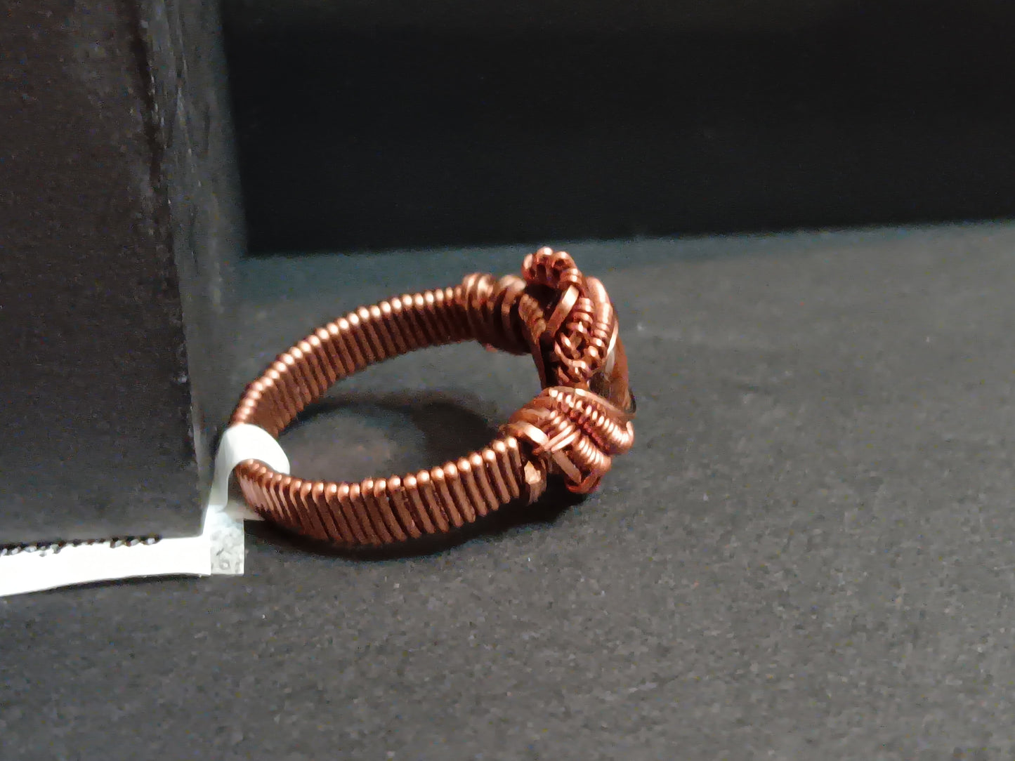 Eye Of The Tiger, Tigers Eye and Natural Copper Wire Woven Ring size 6.5