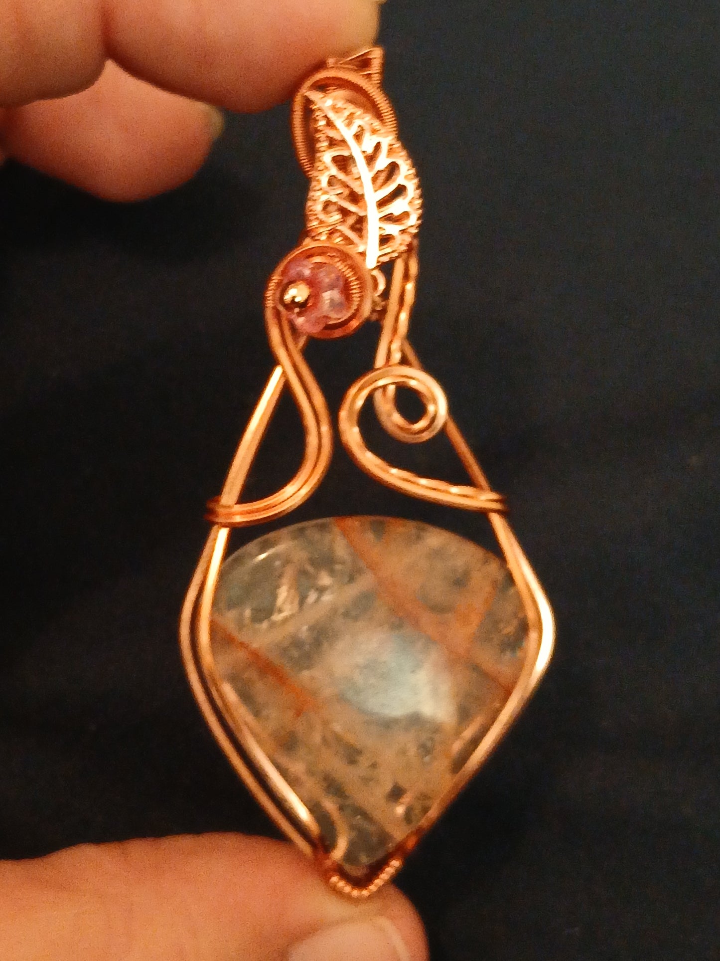 Fire Quartz w/ Copper Pendant