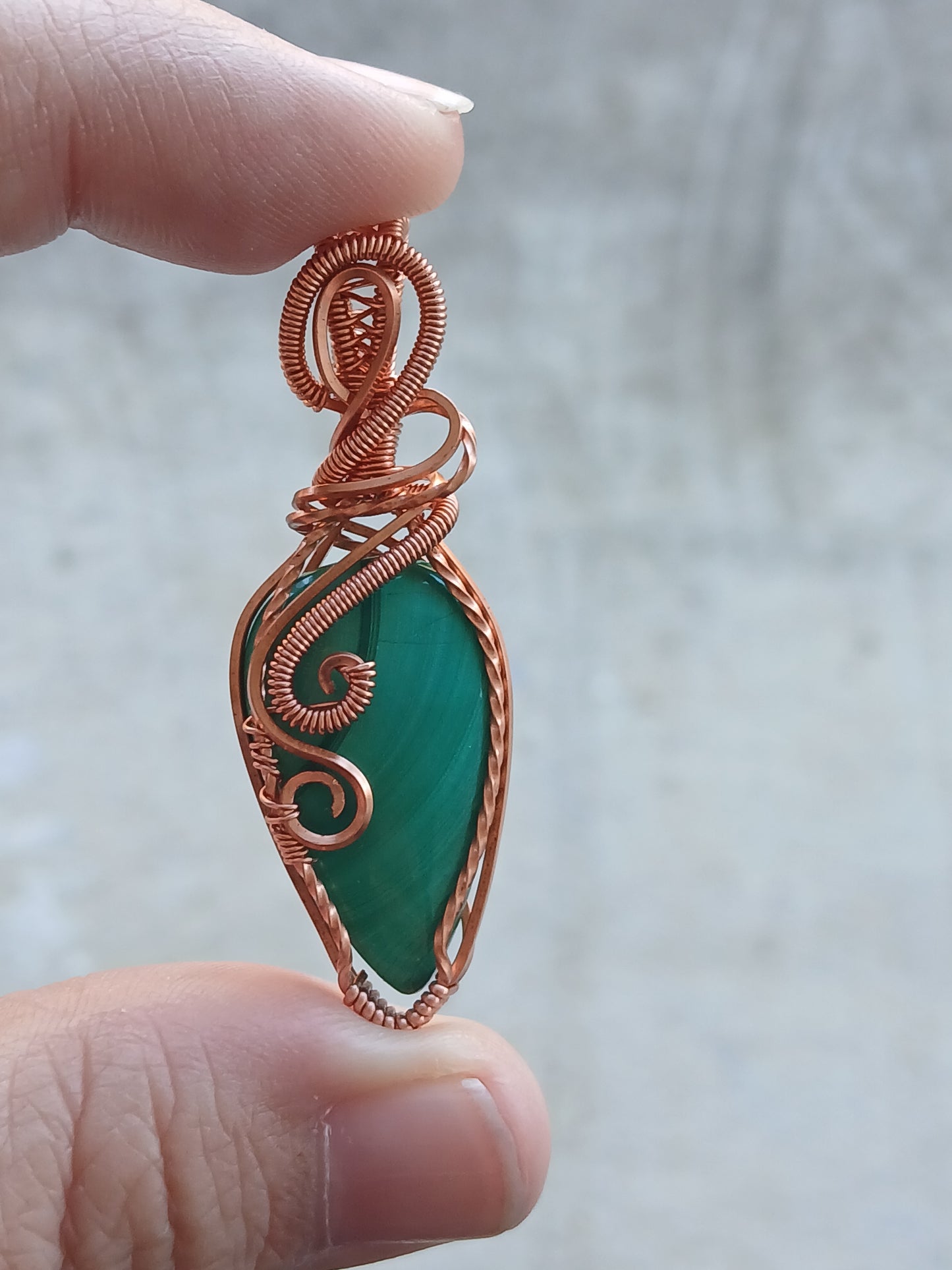 Malachite Copper Wire Wrapped Pendant