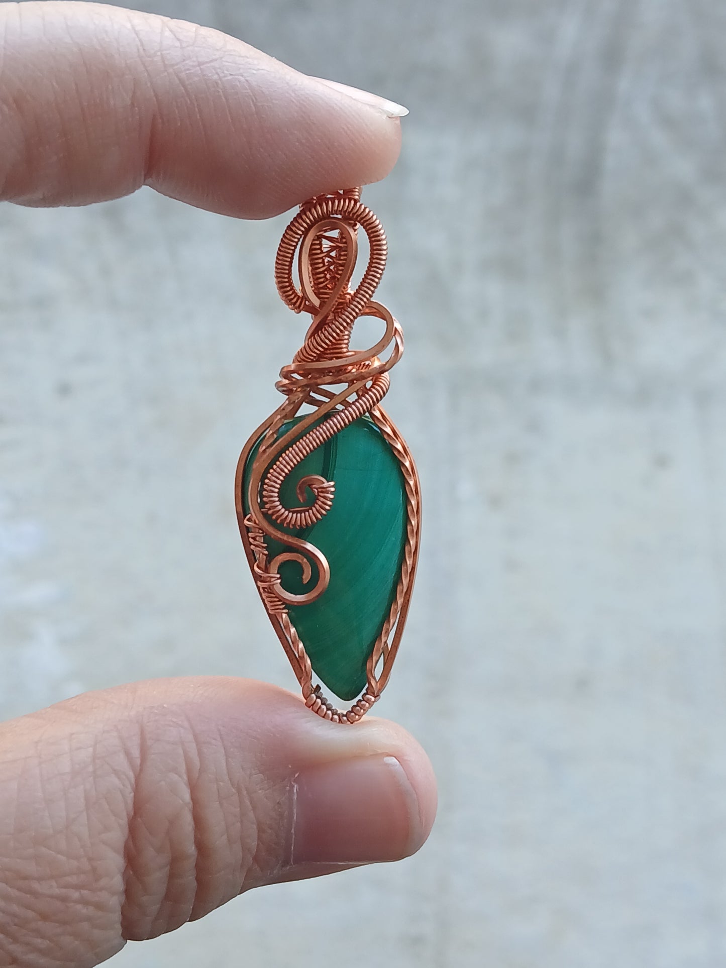 Malachite Copper Wire Wrapped Pendant