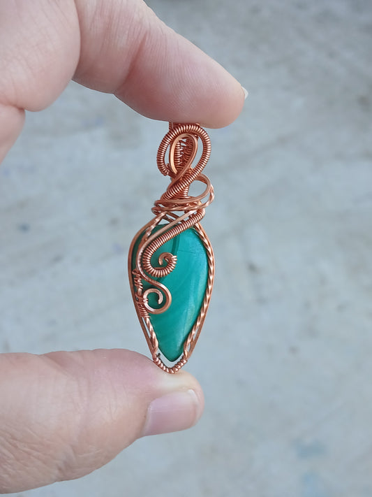 Malachite Copper Wire Wrapped Pendant