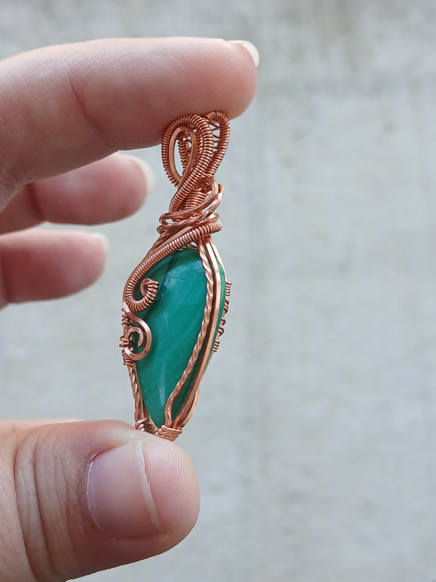 Malachite Copper Wire Wrapped Pendant