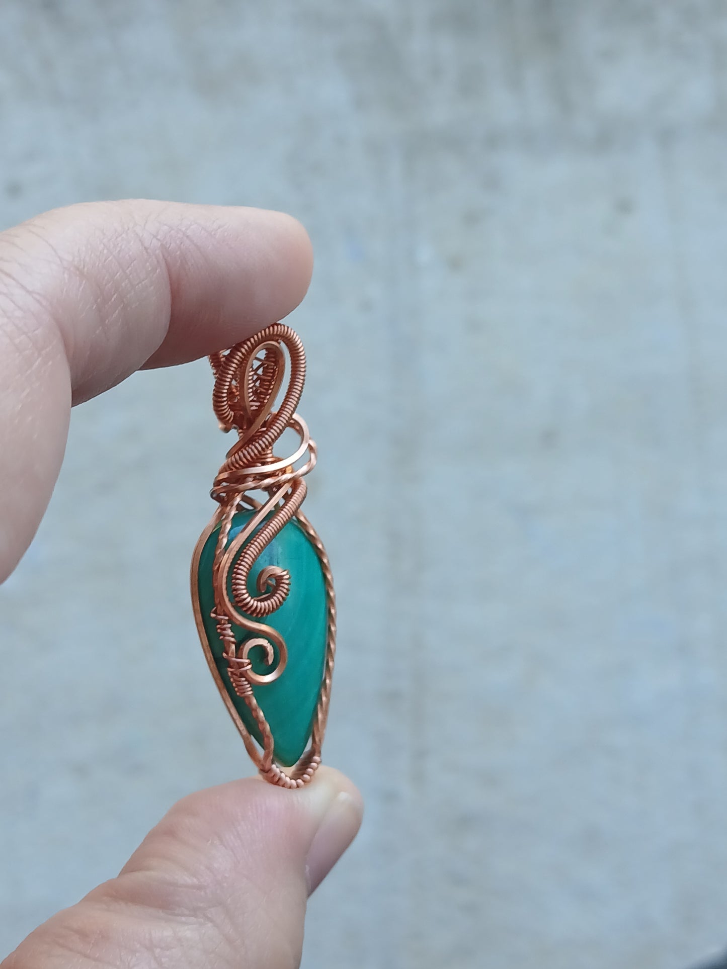 Malachite Copper Wire Wrapped Pendant