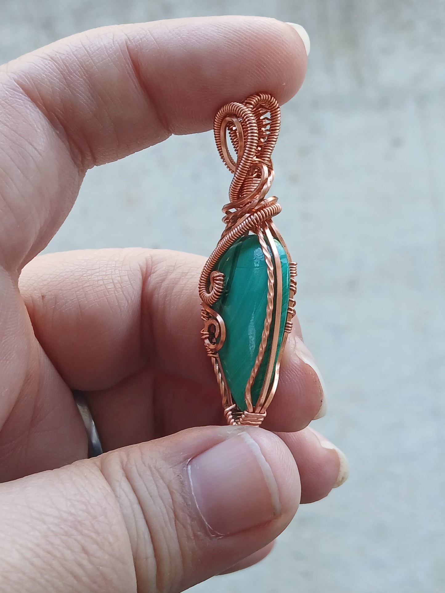 Malachite Copper Wire Wrapped Pendant