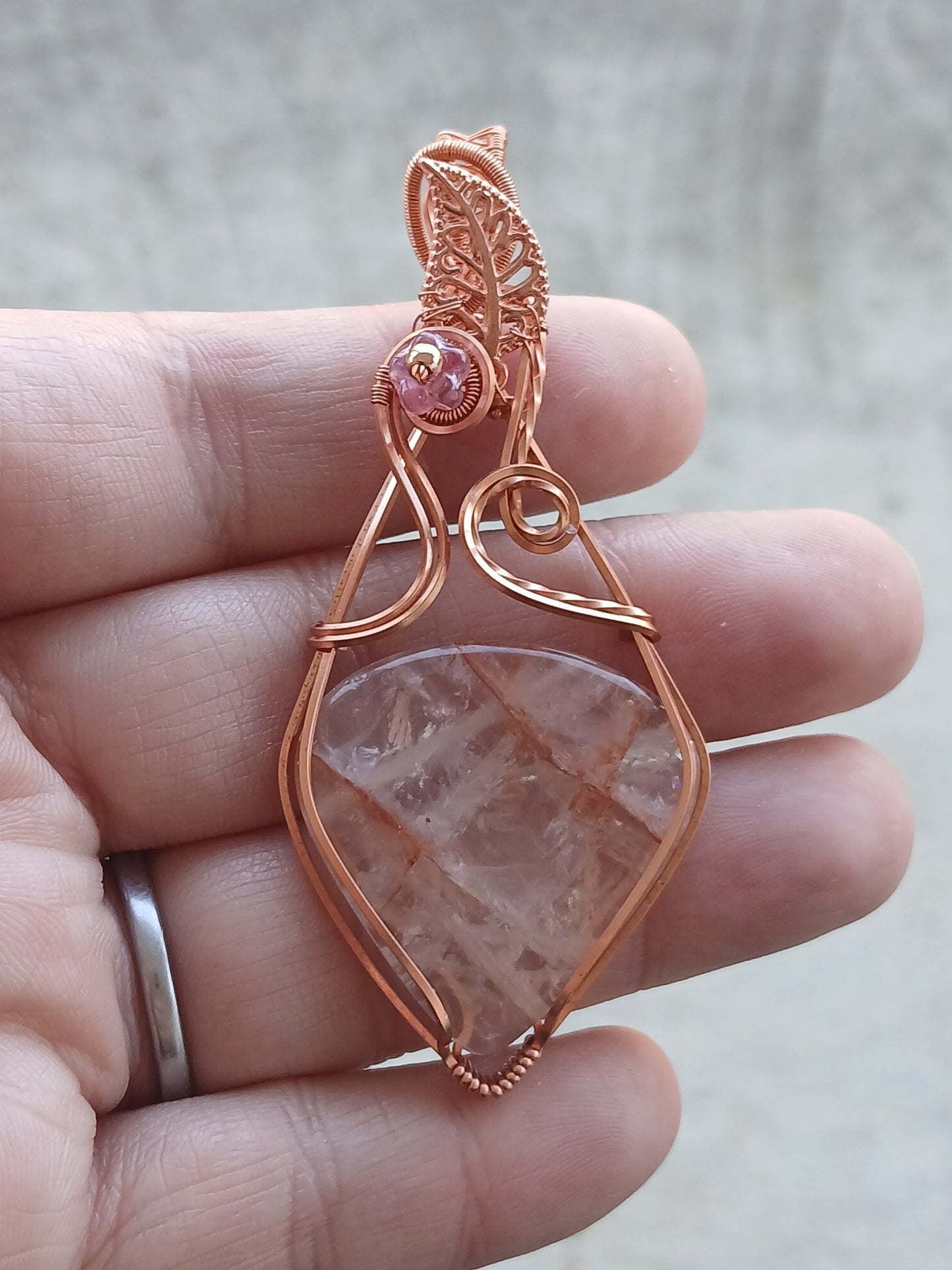 Fire Quartz w/ Copper Pendant