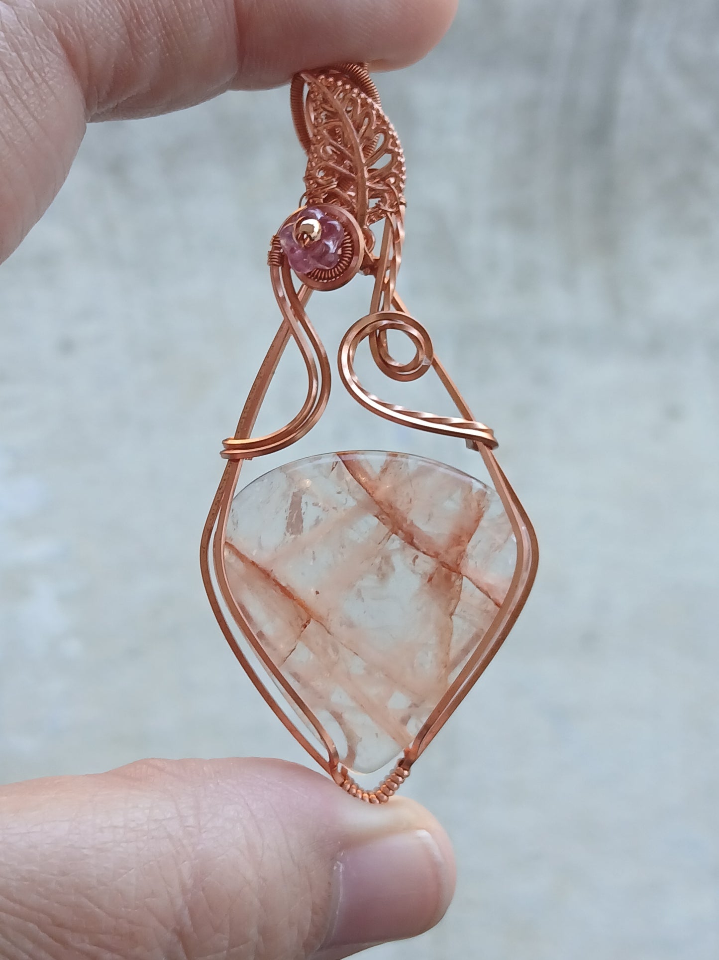 Fire Quartz w/ Copper Pendant