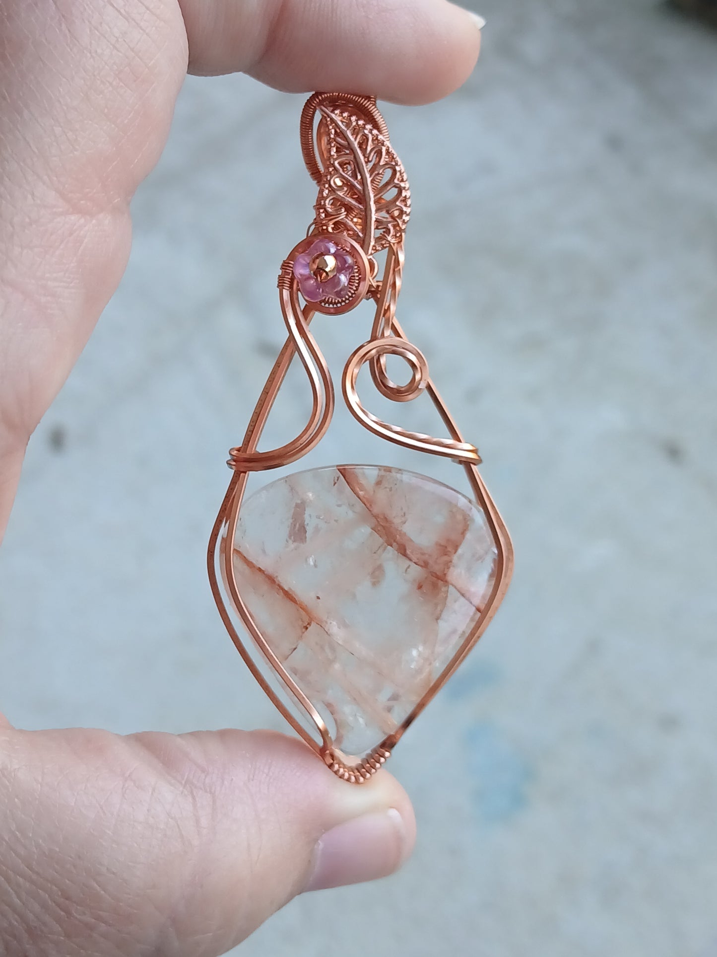 Fire Quartz w/ Copper Pendant