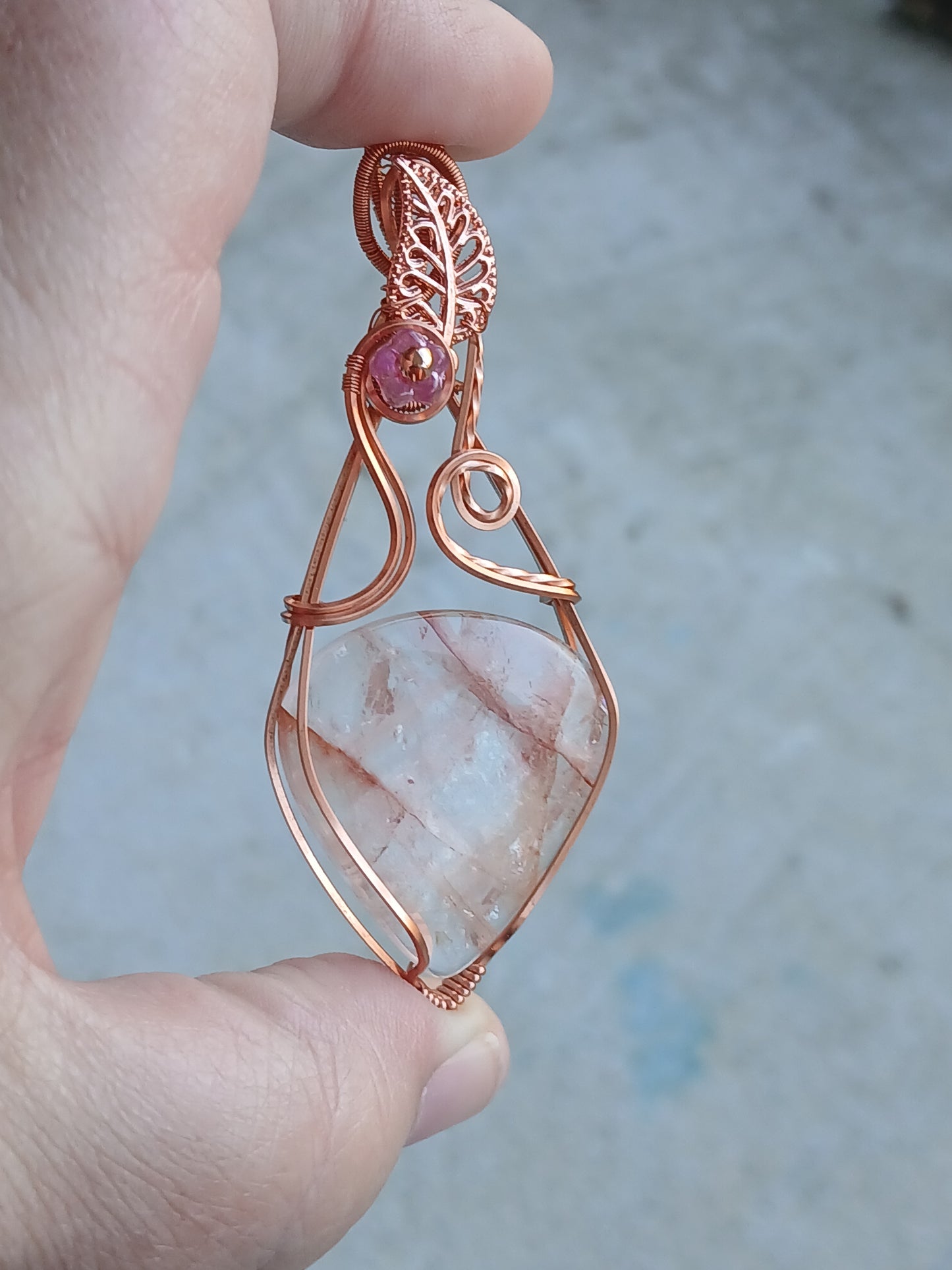 Fire Quartz w/ Copper Pendant