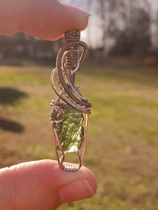 Moldavite Titanium wire Pendant