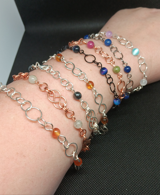 Beaded Wire Chain Link Bracelets