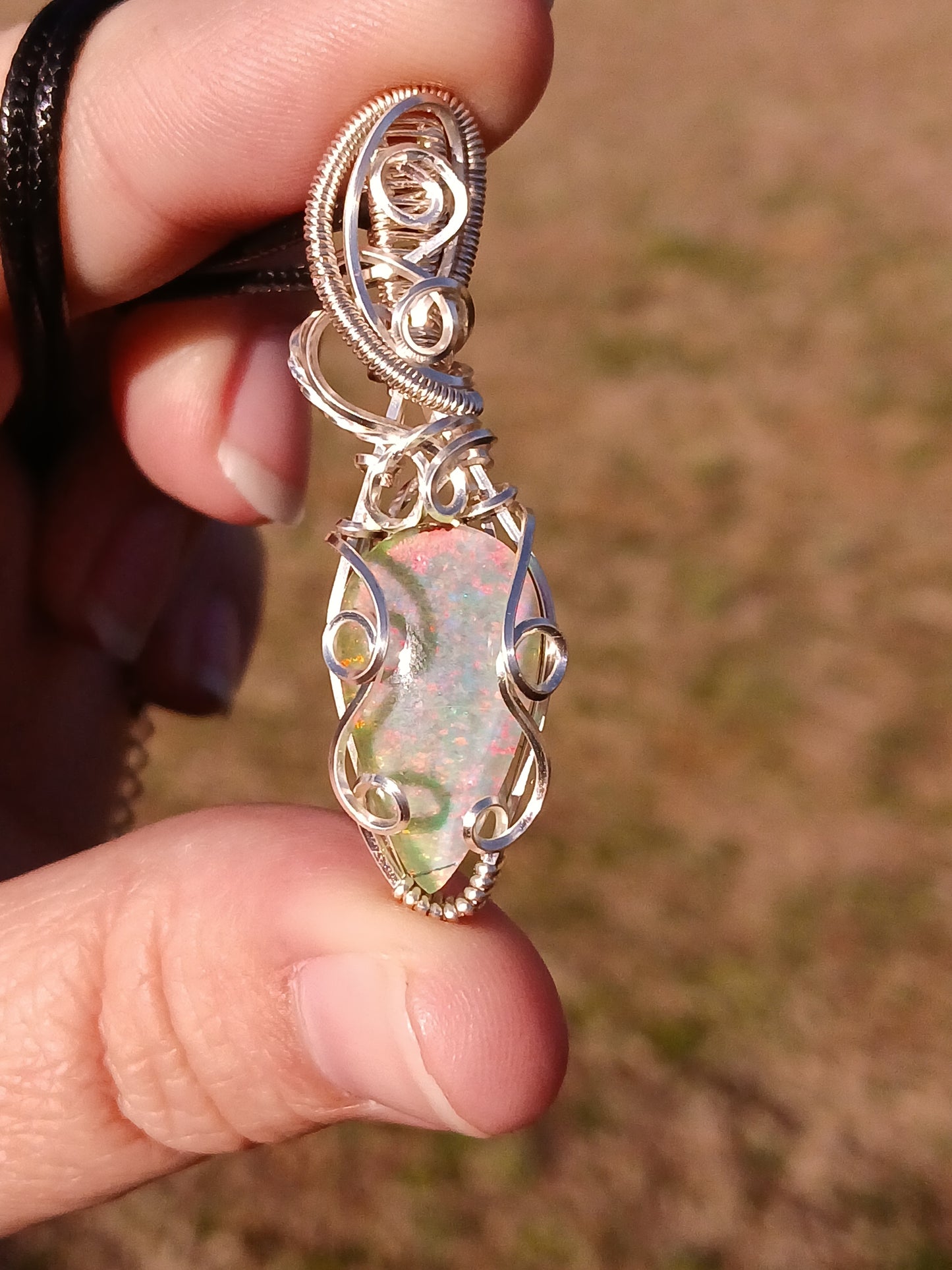 Ethereal Monarch Opal Silver Pendant