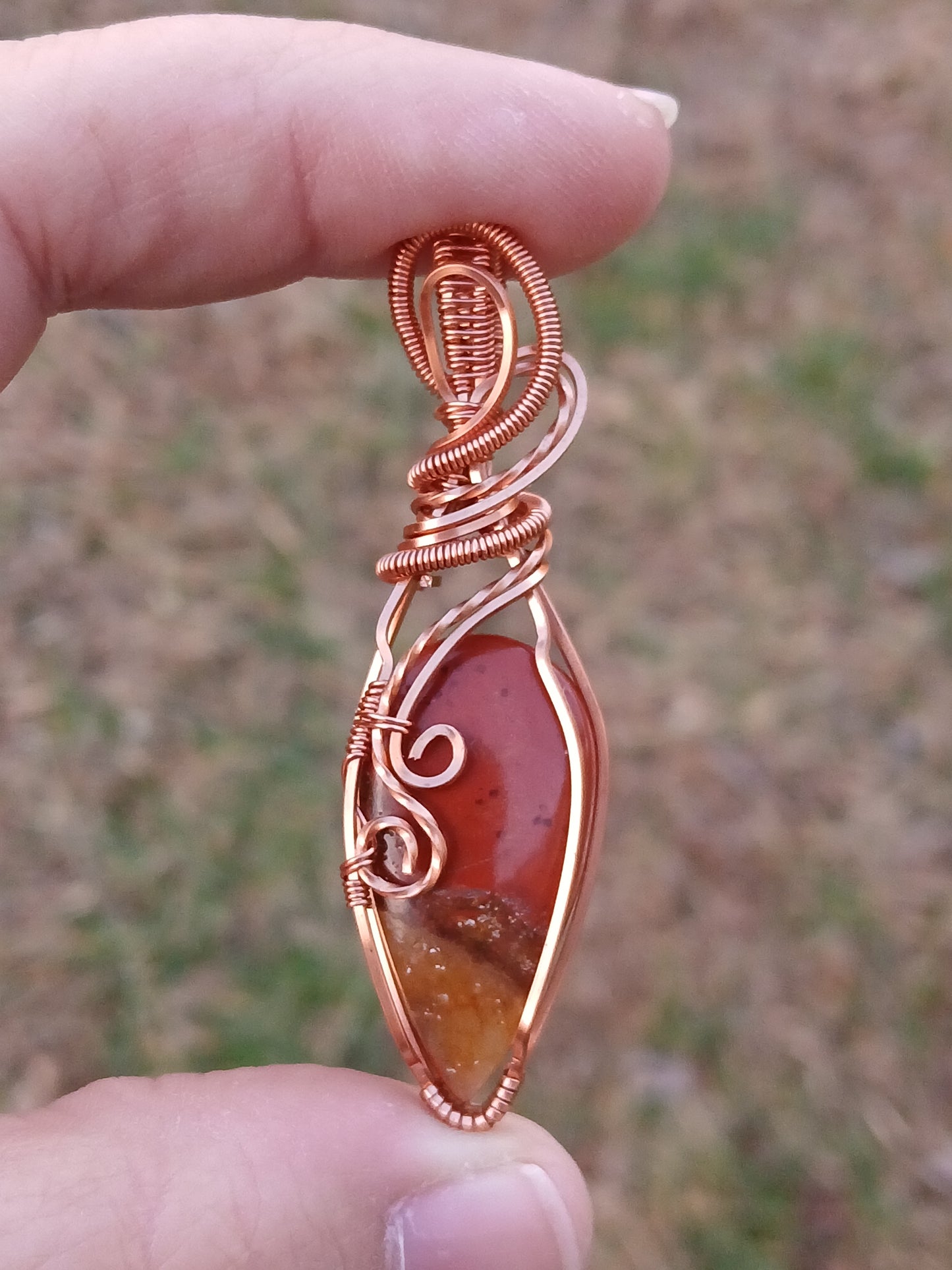 Red Jasper Copper Wire Pendant