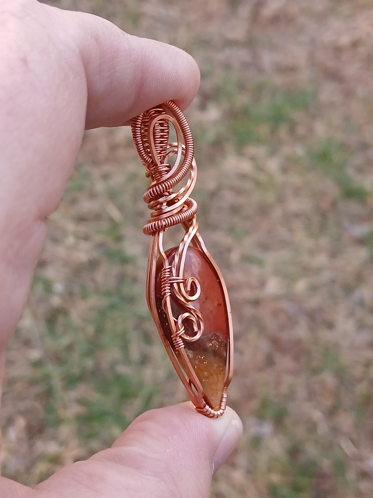 Red Jasper Copper Wire Pendant