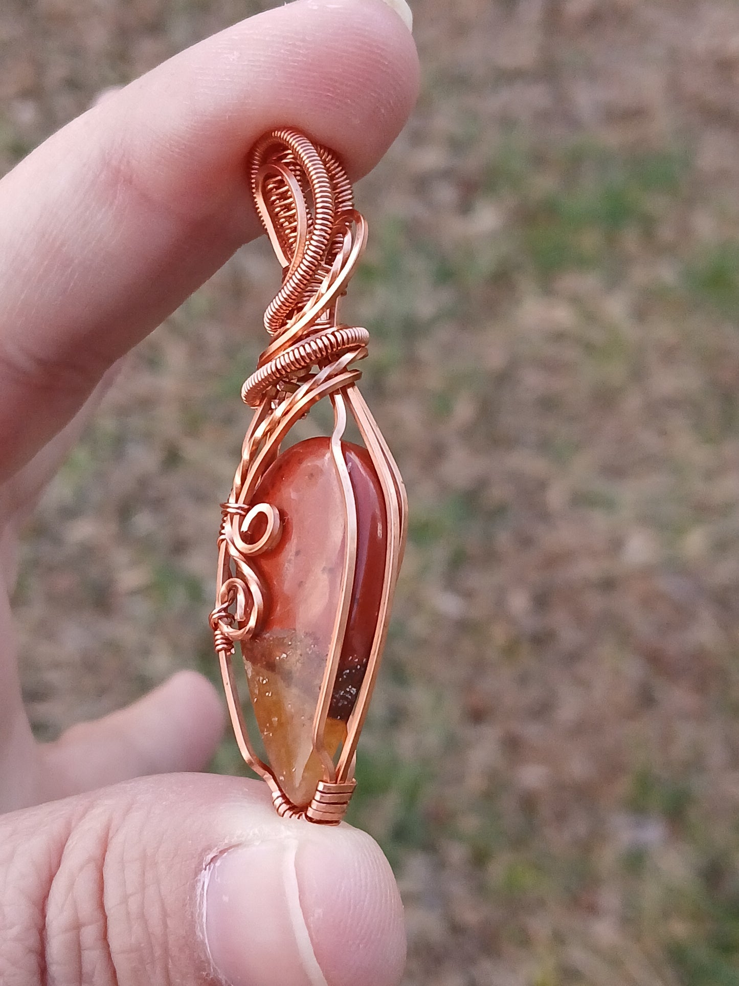 Red Jasper Copper Wire Pendant