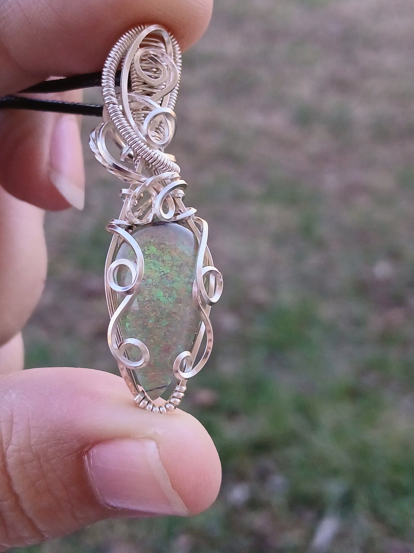 Ethereal Monarch Opal Silver Pendant