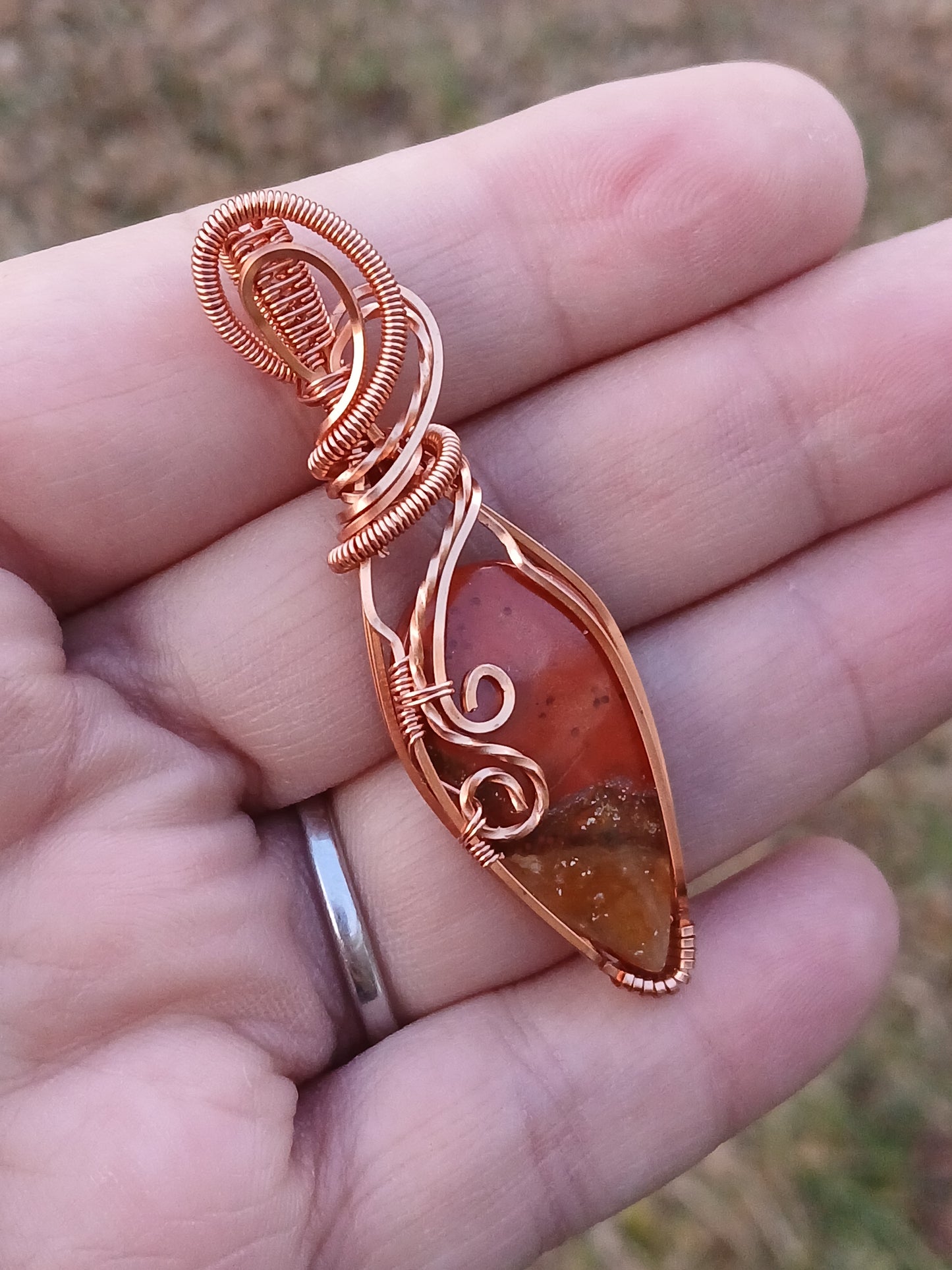 Red Jasper Copper Wire Pendant